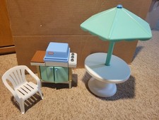 Little Tikes Barbie My Size BBQ Grill, table with umbrella and one chair