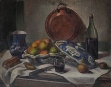 Marcel ROCHE Still Life with Compote Maker and Copper Basin 1930 Oil