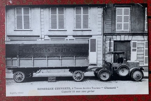 Old postcard covered - , trailer