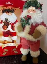 Halmark Pere Noel Christmas Santa Porcelain Face & Boots Plush Figurine 10" Tall