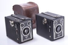 ✅ AGFA SYNCHRO BOX & BOX 50 6X9CM C.1950 ART DECO CAMERAS 120 ROLL FILM LENS