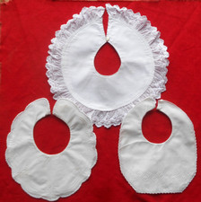 Lot of Three Antique Cotton Bibs!