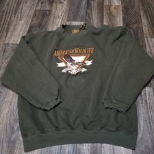 Vintage American Wildlife by Cadre Sweater Sweatshirt outdoor eagle Green XL
