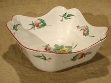 Grand saladier faïence Lunéville KG modèle réverbère décor floral