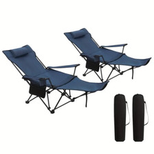 Lot de 2 chaises longues pliantes réglables – Camping, plage, pêche, détente