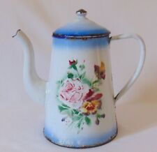 ANTIQUE ENAMELED CANVAS COFFEE MAKER THOUGHT AND PINK DECOR