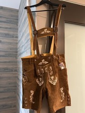 Bavarian Oktoberfest Lederhosen German Leather Brown with Suspender Short New