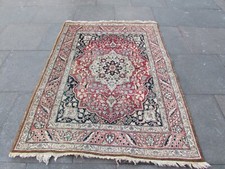 Ancien Worn Traditionnel Main Fabriqué Oriental Rose Rouge Laine Grand Tapis