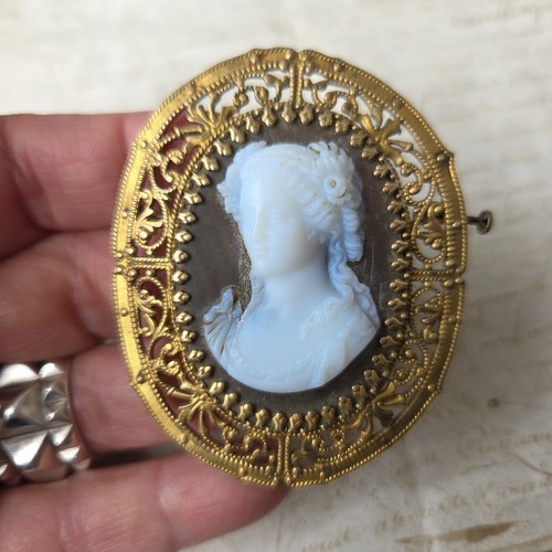 Grande broche camée verre - grande, en