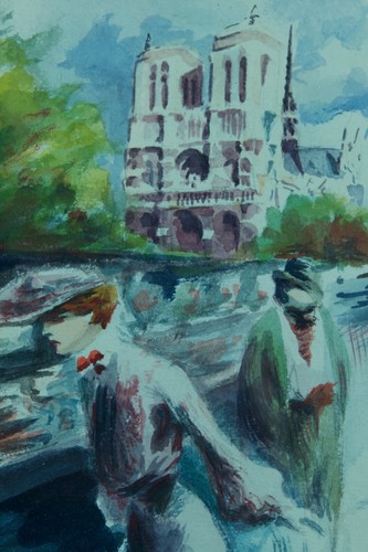 Ancien tableau aquarelle - , paris