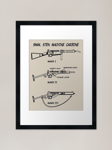 9mm sten carbine diagram wwii - sten,