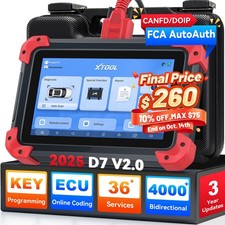 USED XTOOL D7 OBD2 Scanner Auto Diagnostic Tool Bidirectional Key Programmer FCA