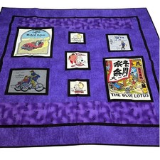 Handmade Tintin Quilt Blanket 70x66 Vintage Unique Kids Bedding by Nancy Smith