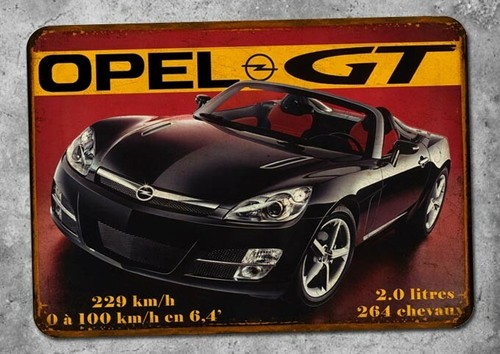 Plaque metal vintage - opel, gt
