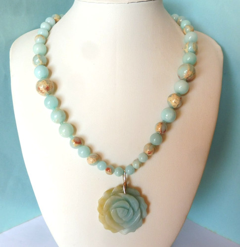 Collier jade bleu shoushan - jade, shoushan-
