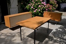RARE : TRIO MEUBLES KNOLL 1960  ENFILADE , MEUBLE BAR, TABLE 