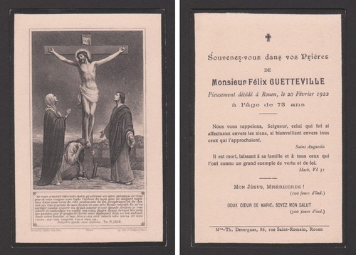 Image pieuse mortuaire - pieuse, m
