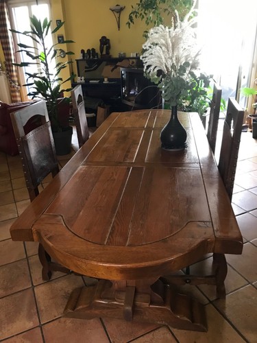 Table chêne 4 chaises - +,