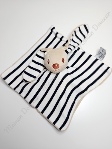 Doudou plat carré lapin yeux - lapin,