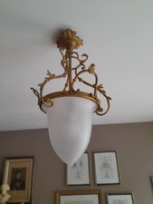 Lustre Ancien Bronze Et Verre Style Empire