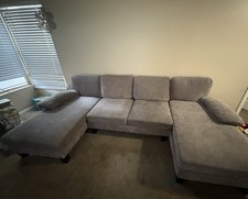 U-Shape Sectional Sofa Couch 111" Modern 4-Seat Sofa W/ Chaises Corduroy Fabric