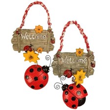  2 Pcs Décoration De Jardin Coccinelles Pancarte Pendentif Suspendu Mural