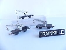 366 / MARKLIN METAL HO 3 WAGONS CRANE 10T TON AXLE / KRANWAGEN