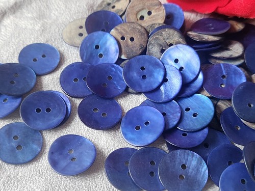Lot boutons nacre bleu - en,