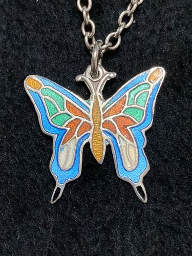 Collier cloisonné papillon - collier,