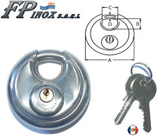 Cadenas Rond Disque 70mm en inox + 2 clés