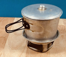 Antique META Aluminum Militaria Camping Bowl + Stove