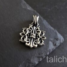 Solid 925 Sterling Silver Scroll Vines Ornate Fleur De Lis Small Pendant Unique