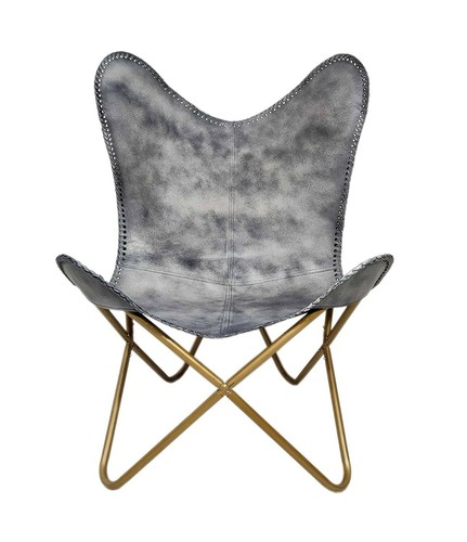 Chaise papillon cuir gris - en,