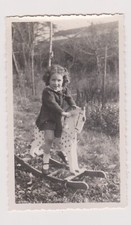 Rare Photo Girl Named Cathy on a Rocking Horse Antique Toy