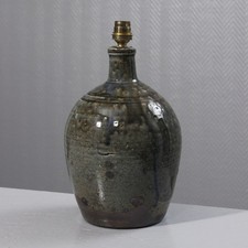 Denis Avonts La Borne Enameled Pyrite Puisaye Sandstone Lamp Stand 1980s