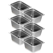 VEVOR 6PCs Bac Gastronorme GN 1/2 Récipient Inox Bain-marie 15 cm Profondeur