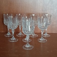 8 Verres À Pied En Cristal D'arques Modèle Longchamp, Hauteur 16cm, Eau Ou Vin,
