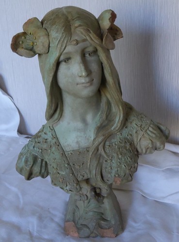 Buste femme terre cuite art - terre,