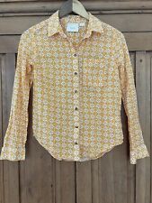 Anthropologie Maeve Petrin Orange White Geometric Boho Print Button Down Shirt 2