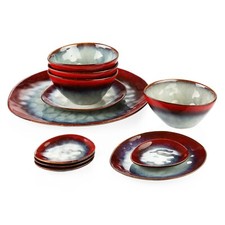 Set de vaisselle rouge plat de