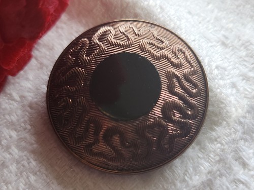 Bouton ancien verre noir - bouton, en