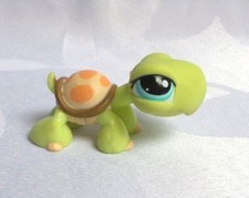 LITTLEST PETSHOP LPS #984 HASBRO TURTLE SHELL BROWN ORANGE BEIGE BLUE EYES