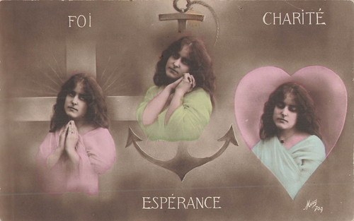 Femme illustre foi croix - cp,