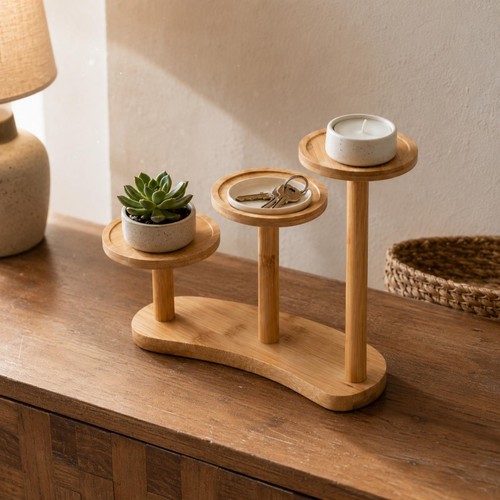 Présentoir table bambou - présentoir,