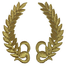 Gold Laurel Wreath Patch Pair – Iron-On Embroidered Appliques for Crafts