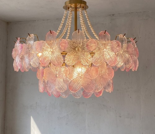 Pink murano style floral glass - murano,