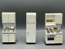 Vintage Doll House Furniture 3-pcs Lundby Kitchen Set- Sink, Stove, Refrigerator