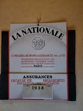 CALENDRIER CARTON  PORTE COURRIER 1938 ASSURANCE LA NATIONALE