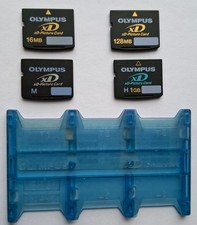Olympus Lot of 4 xD Picture Cards & Card Holder - H1GB/M1GB/128MB/16MB