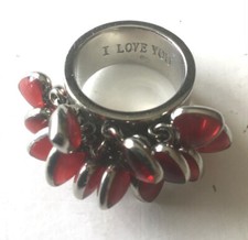 Swatch Bijoux Jewelry Ring Red Hearts JRO008 "I LOVE YOU" Engraving Size 8